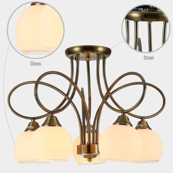 Antique Brass Lily of the Valley Ceiling Light Fixture