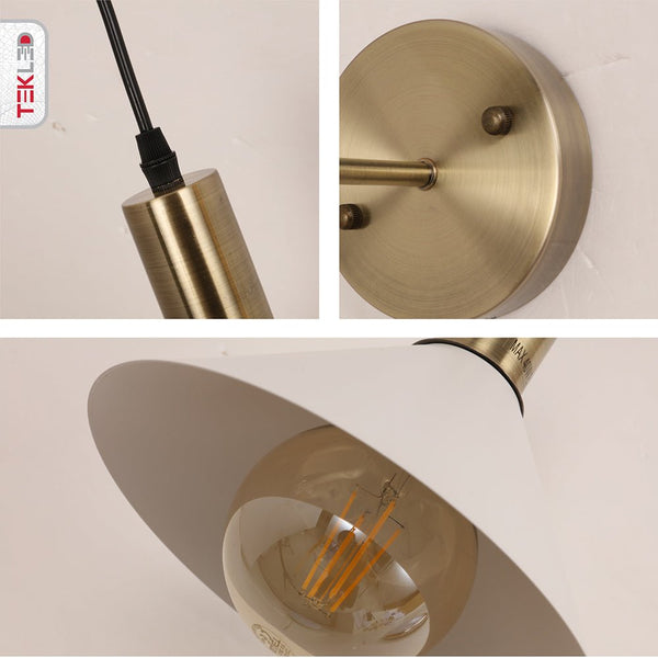 Antique Brass Metal White Black Cone Suspended Wall Light E27 Fitting
