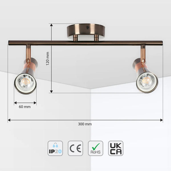 Antique Bronze & Copper Adjustable Track Spotlights