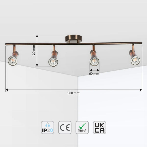 Antique Bronze & Copper Adjustable Track Spotlights