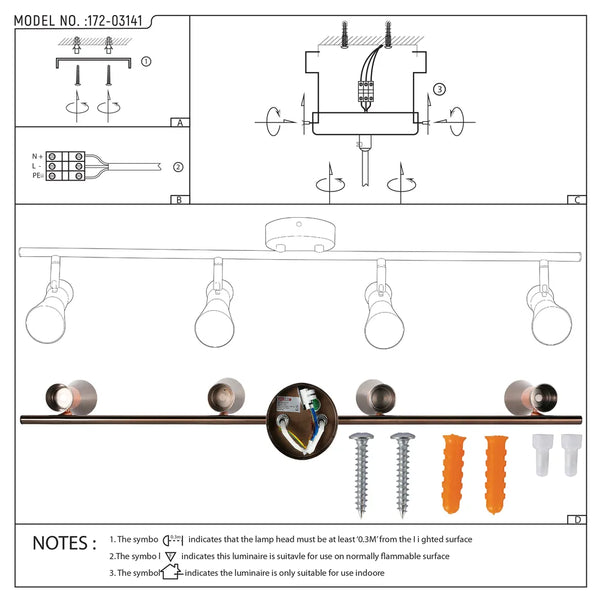 Antique Bronze & Copper Adjustable Track Spotlights