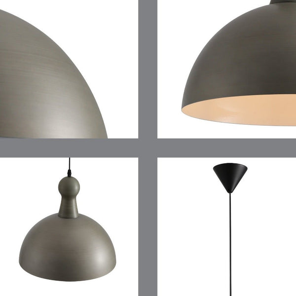 Antique Grey Brass Dome Metal Pendant Ceiling Light with E27 Fitting D380