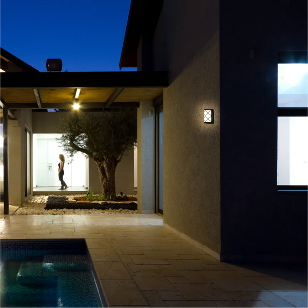 Arabesque Black Plastic LED Outdoor Wall Light 15W Cool White