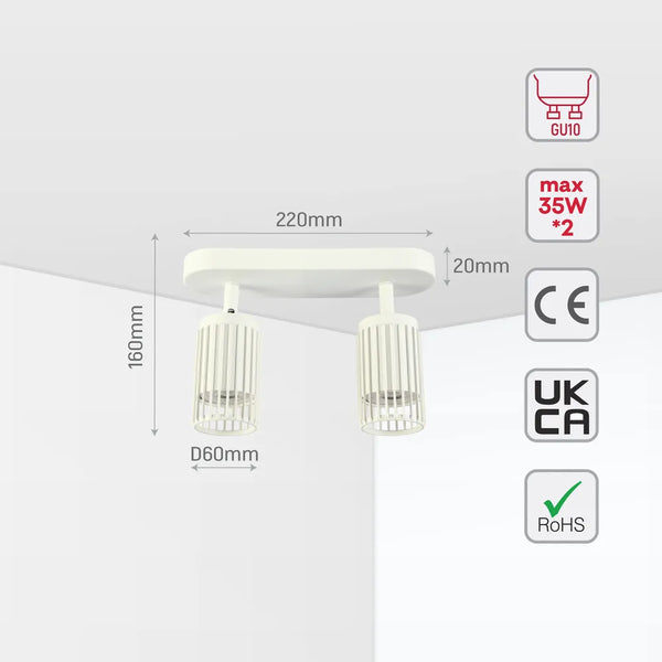 Aria Cage-Bar Adjustable GU10 Spotlight