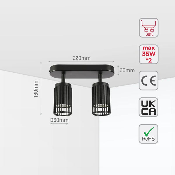 Aria Cage-Bar Adjustable GU10 Spotlight