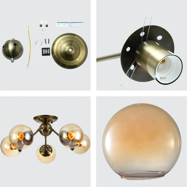 Atomic Elegance Brass & Amber Globe Light