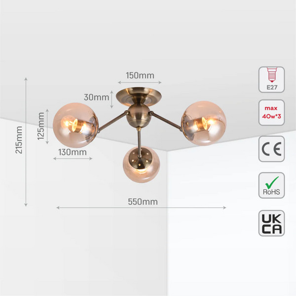 Atomic Elegance Brass & Amber Globe Light