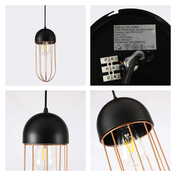 Aurelia Black & Gold Cage Pendant Light