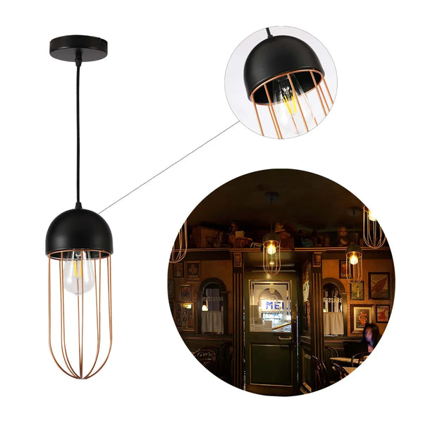 Aurelia Black & Gold Cage Pendant Light