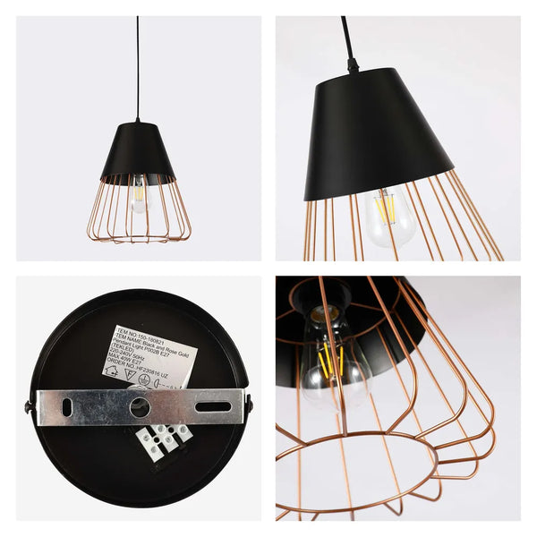 Aurelia Black & Gold Cage Pendant Light