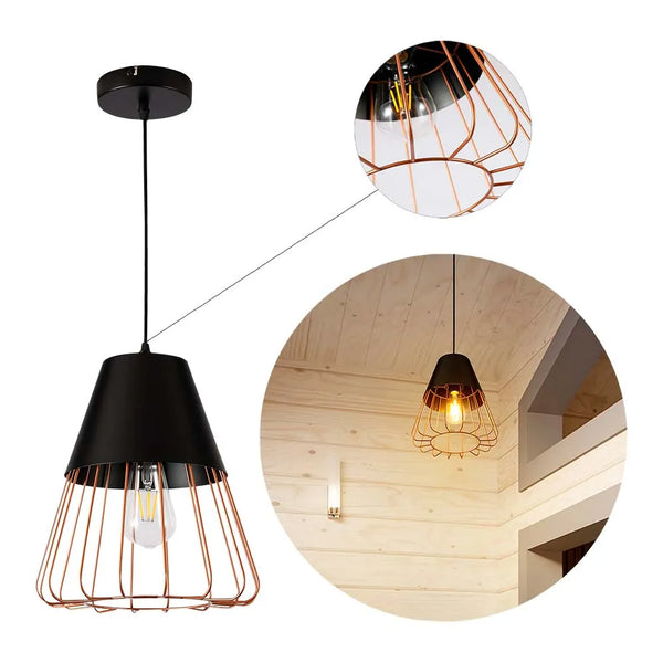 Aurelia Black & Gold Cage Pendant Light