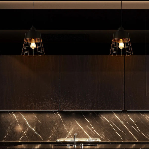 Aurelia Black & Gold Cage Pendant Light