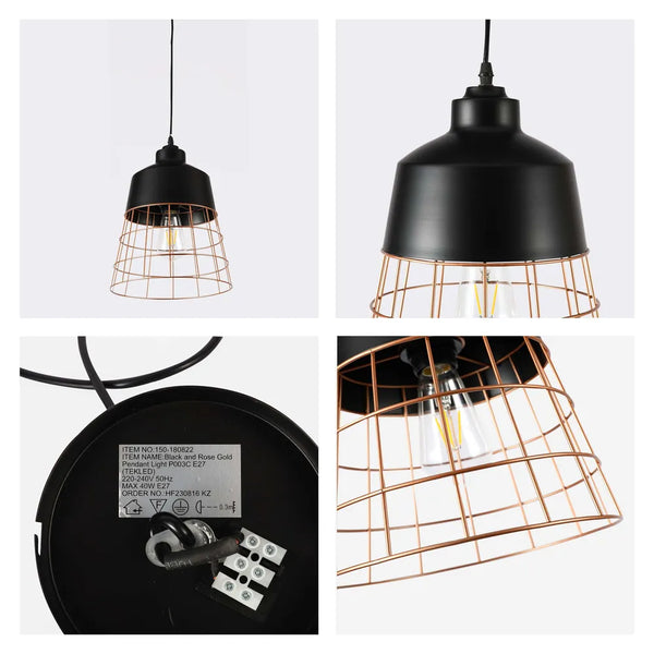 Aurelia Black & Gold Cage Pendant Light