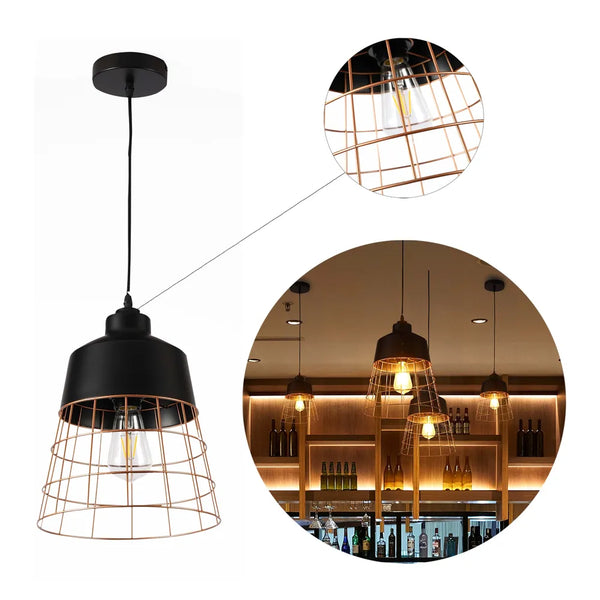 Aurelia Black & Gold Cage Pendant Light