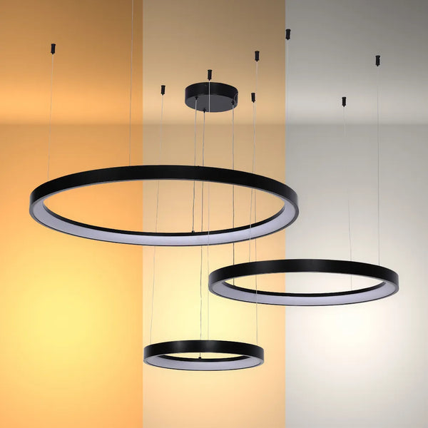 Aurora Flow Dynamic LED Modern Pendant Ceiling Light (Customisable 3 Rings, CCT Adjustable)