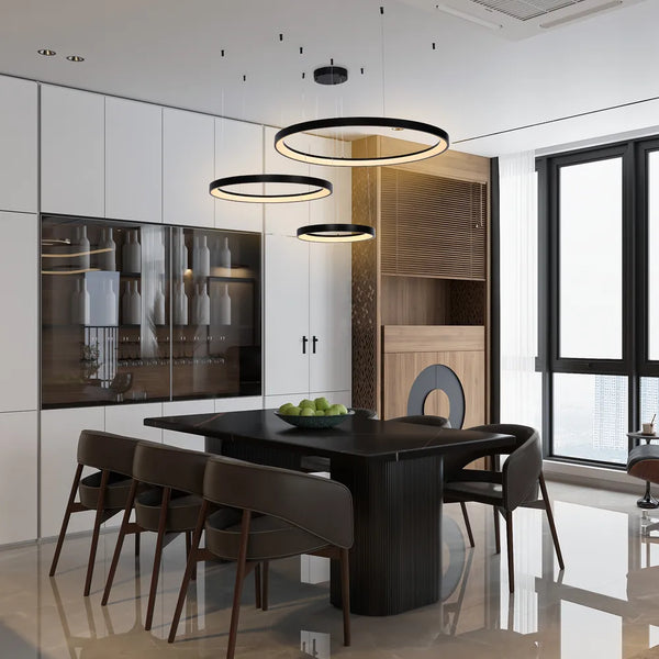Aurora Flow Dynamic LED Modern Pendant Ceiling Light (Customisable 3 Rings, CCT Adjustable)