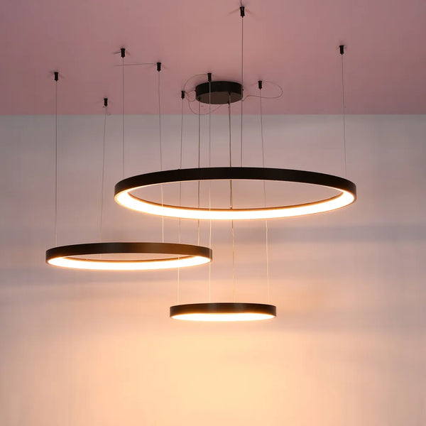 Aurora Flow Dynamic LED Modern Pendant Ceiling Light (Customisable 3 Rings, CCT Adjustable)