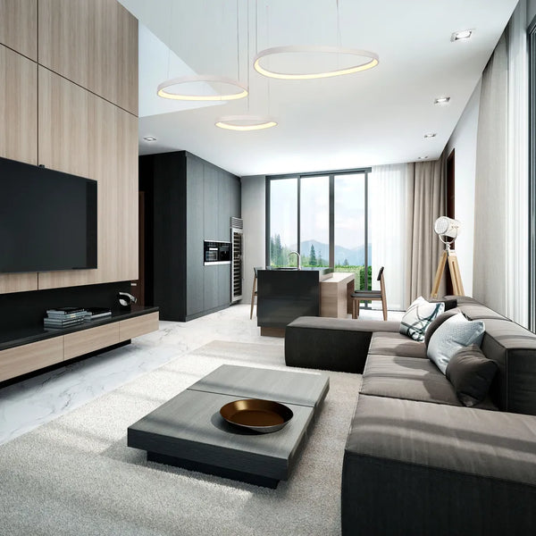Aurora Flow Dynamic LED Modern Pendant Ceiling Light (Customisable 3 Rings, CCT Adjustable)