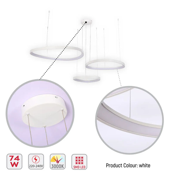 Aurora Flow Dynamic LED Modern Pendant Ceiling Light (Customisable 3 Rings, CCT Adjustable)