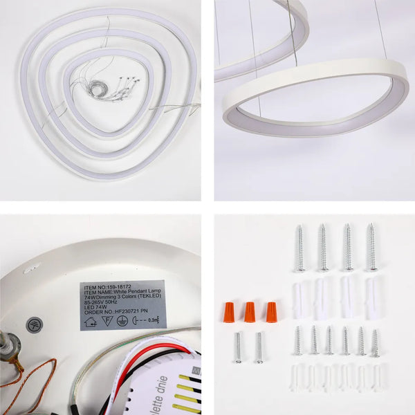 Aurora Flow Dynamic LED Modern Pendant Ceiling Light (Customisable 3 Rings, CCT Adjustable)