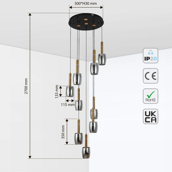 Aurora Hybrid Gold Accent Cluster Pendant Light
