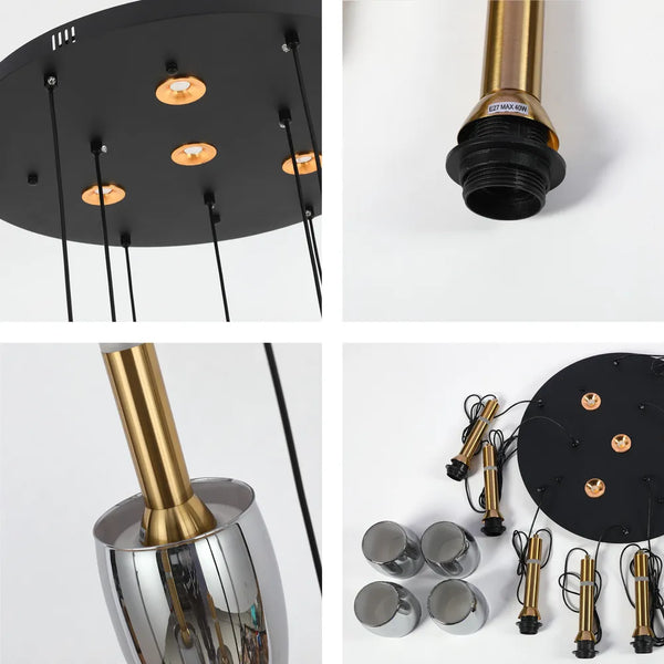Aurora Hybrid Gold Accent Cluster Pendant Light
