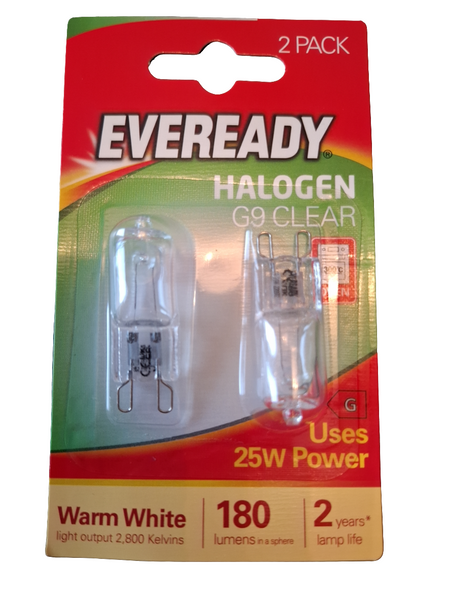 10 x Eveready G9 25W or 40w Halogen Warm White Dimmable Oven Wax Burner Halogen Clear Capsule bulbs