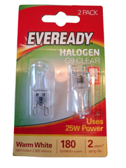 50 x Eveready G9 25W or 40w Halogen Warm White Dimmable Oven Wax Burner Halogen Clear Capsule bulbs