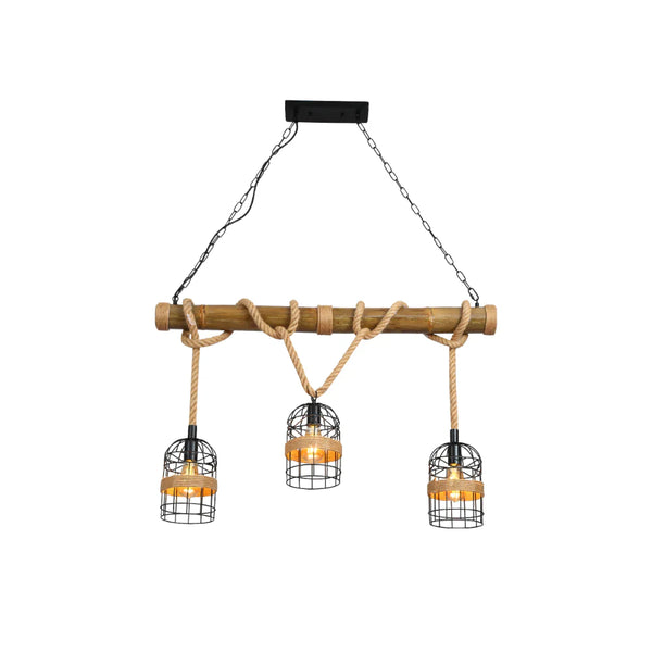 Bamboo and Hemp Rope Ceiling Light with Bird Nest Shades