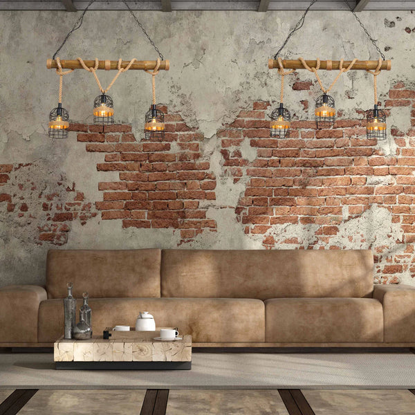 Bamboo and Hemp Rope Ceiling Light with Bird Nest Shades