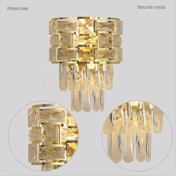 Basketweave Crystal Chandelier Wall Light