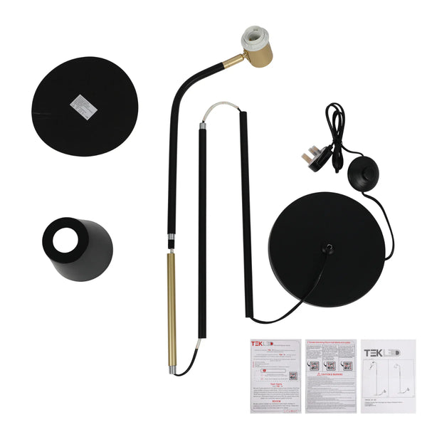 Bend Design Floor Lamp with Gold Accents - E27