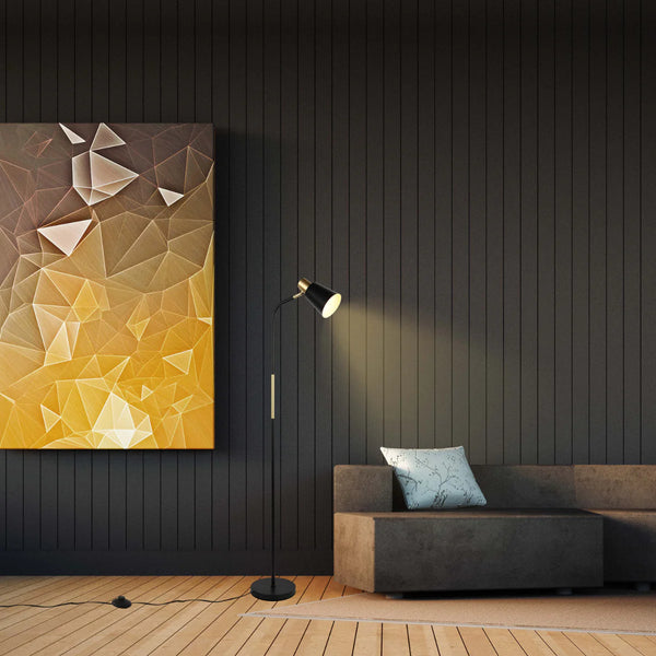 Bend Design Floor Lamp with Gold Accents - E27
