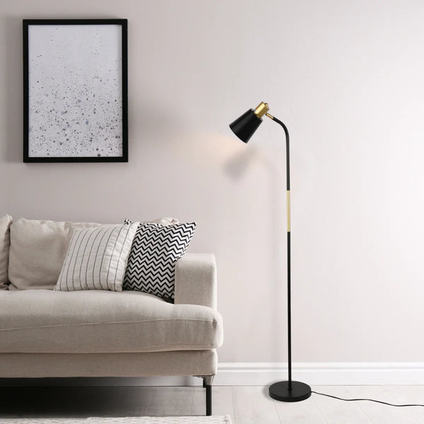 Bend Design Floor Lamp with Gold Accents - E27