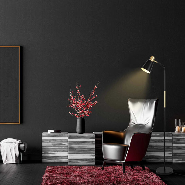 Bend Design Floor Lamp with Gold Accents - E27