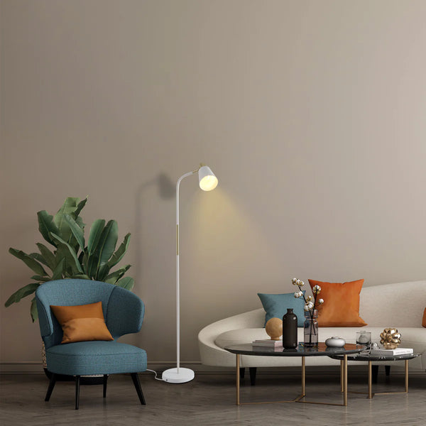 Bend Design Floor Lamp with Gold Accents - E27