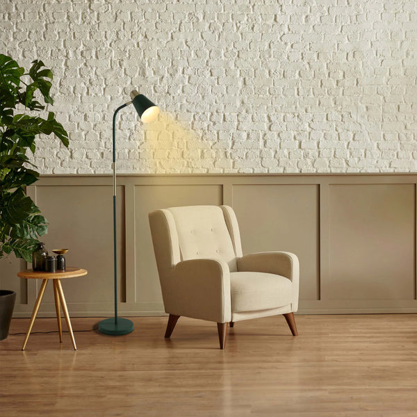 Bend Design Floor Lamp with Gold Accents - E27