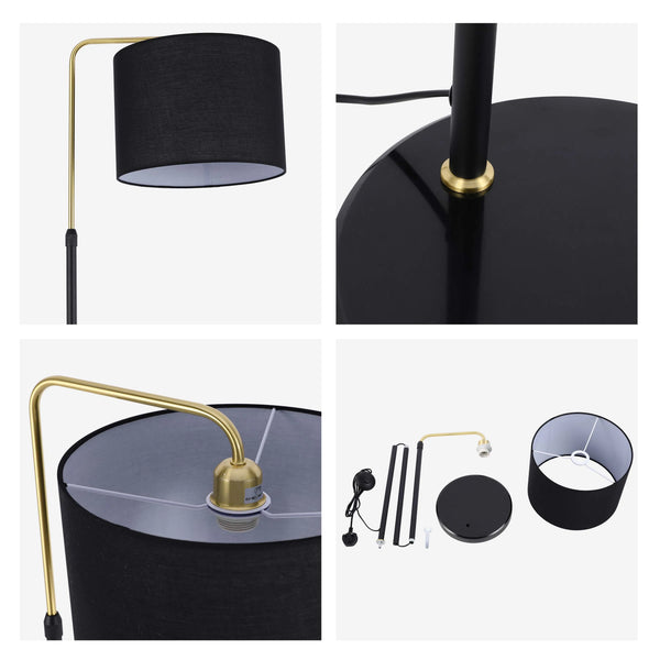 Black and Gold Floor Lamp – E27 Fitting, 1530mm Height