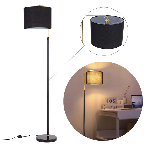 Black and Gold Floor Lamp – E27 Fitting, 1530mm Height
