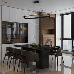 Black and Gold Modern LED Pendant Light - Single, Double, Triple Tier and Oblong