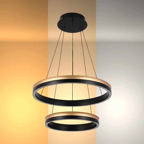 Black and Gold Modern LED Pendant Light - Single, Double, Triple Tier and Oblong
