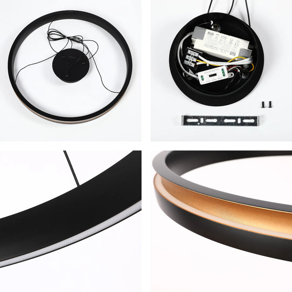 Black and Gold Modern LED Pendant Light - Single, Double, Triple Tier and Oblong