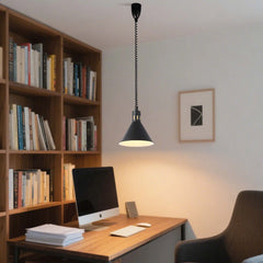 Black Pendant Light with Coiled Stem