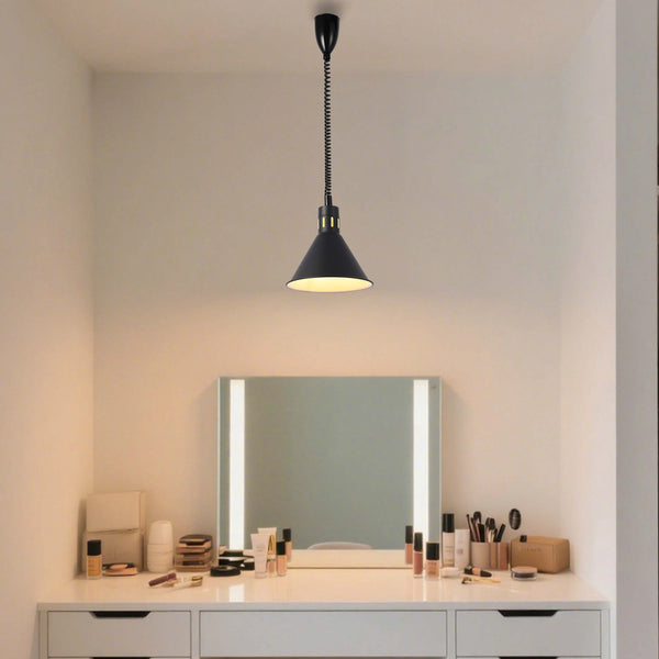 Black Pendant Light with Coiled Stem