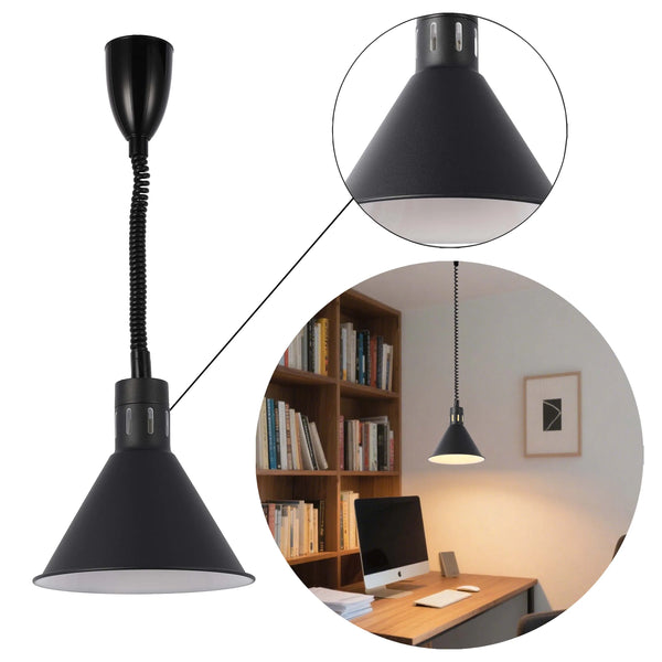 Black Pendant Light with Coiled Stem