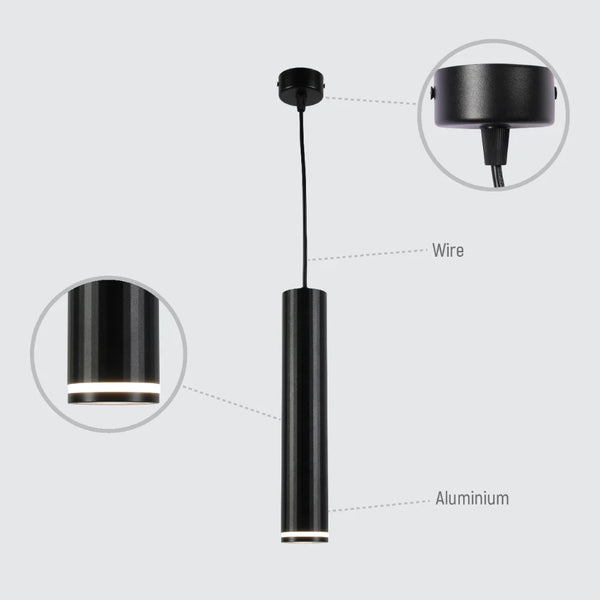 Black Cylinder Pendant Downlight GU10 Modern Minimalist
