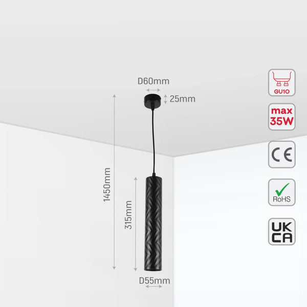 Black Cylinder Pendant Downlight GU10 Modern Minimalist