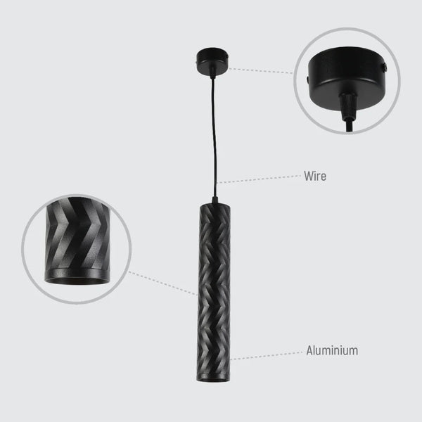 Black Cylinder Pendant Downlight GU10 Modern Minimalist