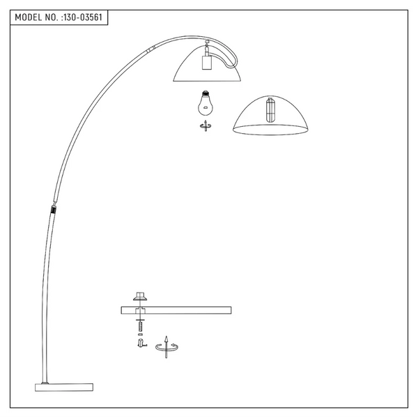Black Elegance Curved Floor Lamp with Dome Shade