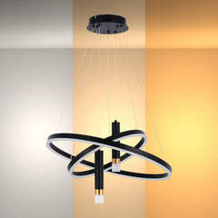 Black and Gold Modern Chandelier with 3 Intersecting Rings - 3CCT